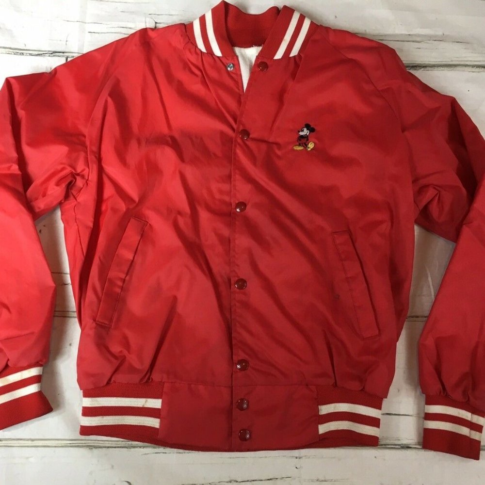Red Mickey Mouse Windbreaker Jacket - Classic Varsity Style